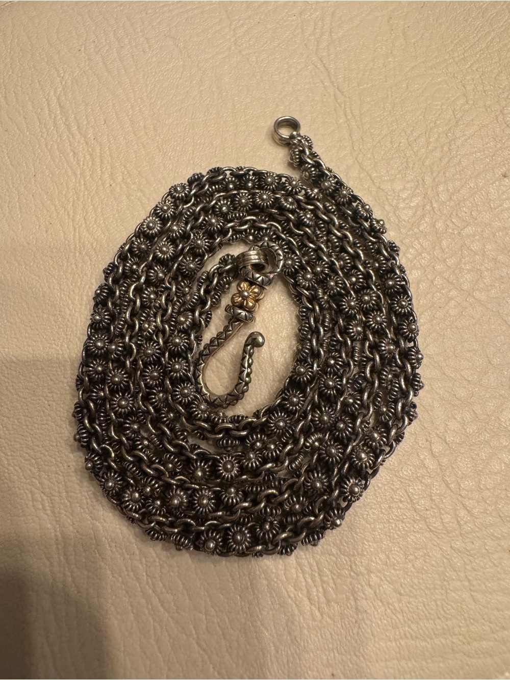 Barbara Bixby Sterling Silver 925 & 18k Yellow Gold Chain Necklace 24” Vintage
